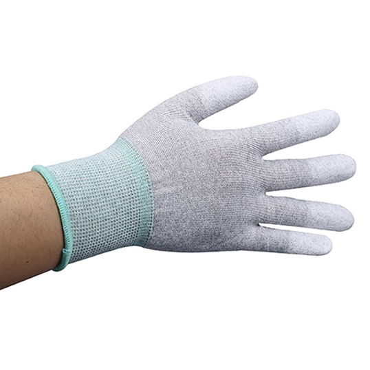 ESD 13G Carbon fibre polyester liner with Pu finger tip coating gloves