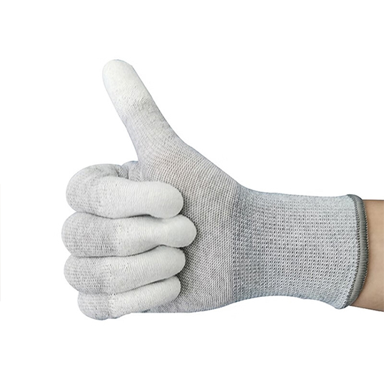 ESD 13G Carbon fibre polyester liner with Pu finger tip coating gloves