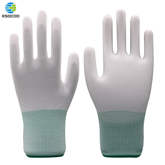 ESD 13G Carbon Fibre Polyester Liner with PU PALM Coating Gloves