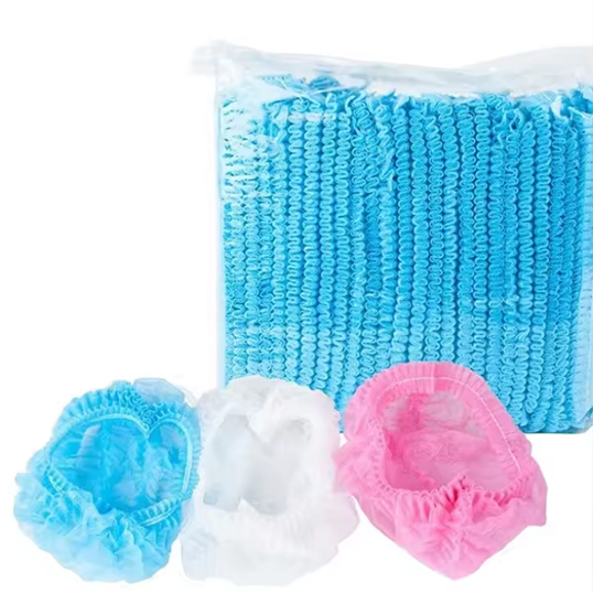 Disposable Non-Woven Strip Clip Cap Bouffant Head Cover Surgical Doctor Hat Round Mob Cap Nurse Cap