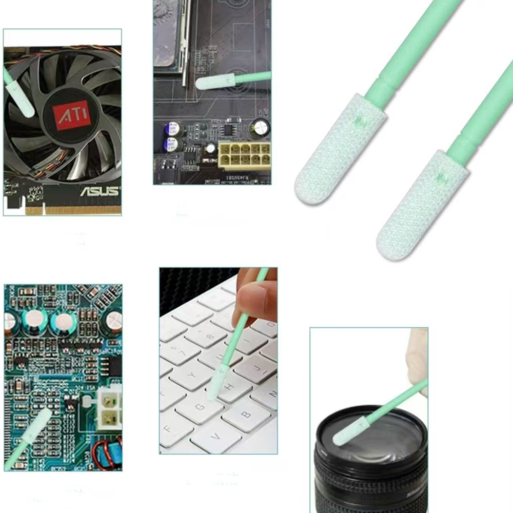 758 Lint Free Green Handle Car Cleaning Cleanroom Swab Flat Square Polyester Swab for hard disks, circuit boards, optical lenses, integrated circuits