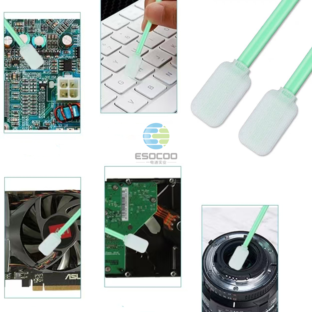 714 Lint Free Green Handle Car Cleaning Cleanroom Swab Flat Square Polyester Swab for hard disks, circuit boards, optical lenses, integrated circuits