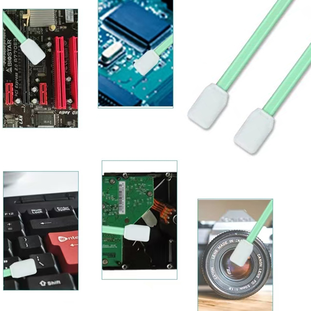 707 Foam Head Green Handle Car Cleaning Cleanroom Swab Flat Square Foam Swab for hard disks, circuit boards, optical lenses, integrated circuits