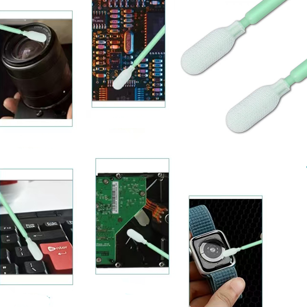 761 Lint Free Green Handle Car Cleaning Cleanroom Swab Flat Square Polyester Swab for hard disks, circuit boards, optical lenses, integrated circuits